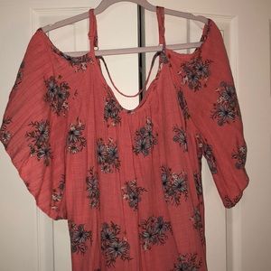 Pink Flounce top with floral design
